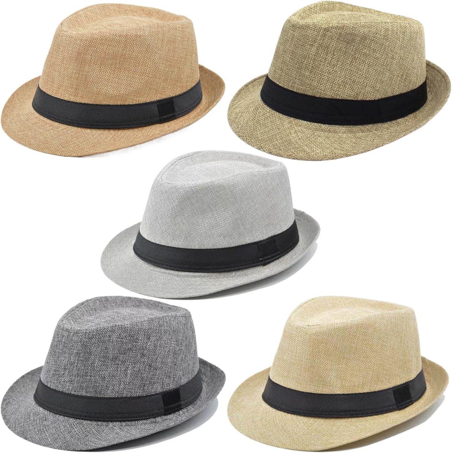 5 Pack Bulk Cuban Fedora Sun Hats for Stylish Outdoor Fun