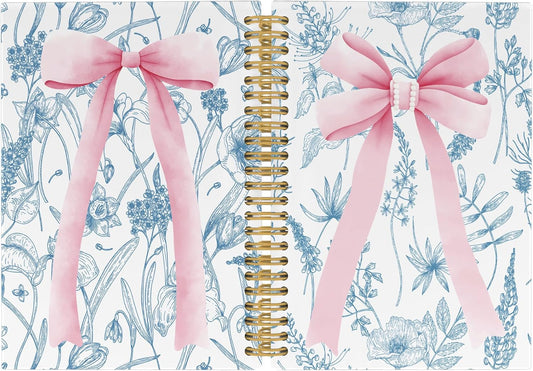Pretty in Pink Floral Journal - College Ruled Spiral Notebook 5.5x8.3 for Girls & Women -Ideal Gift