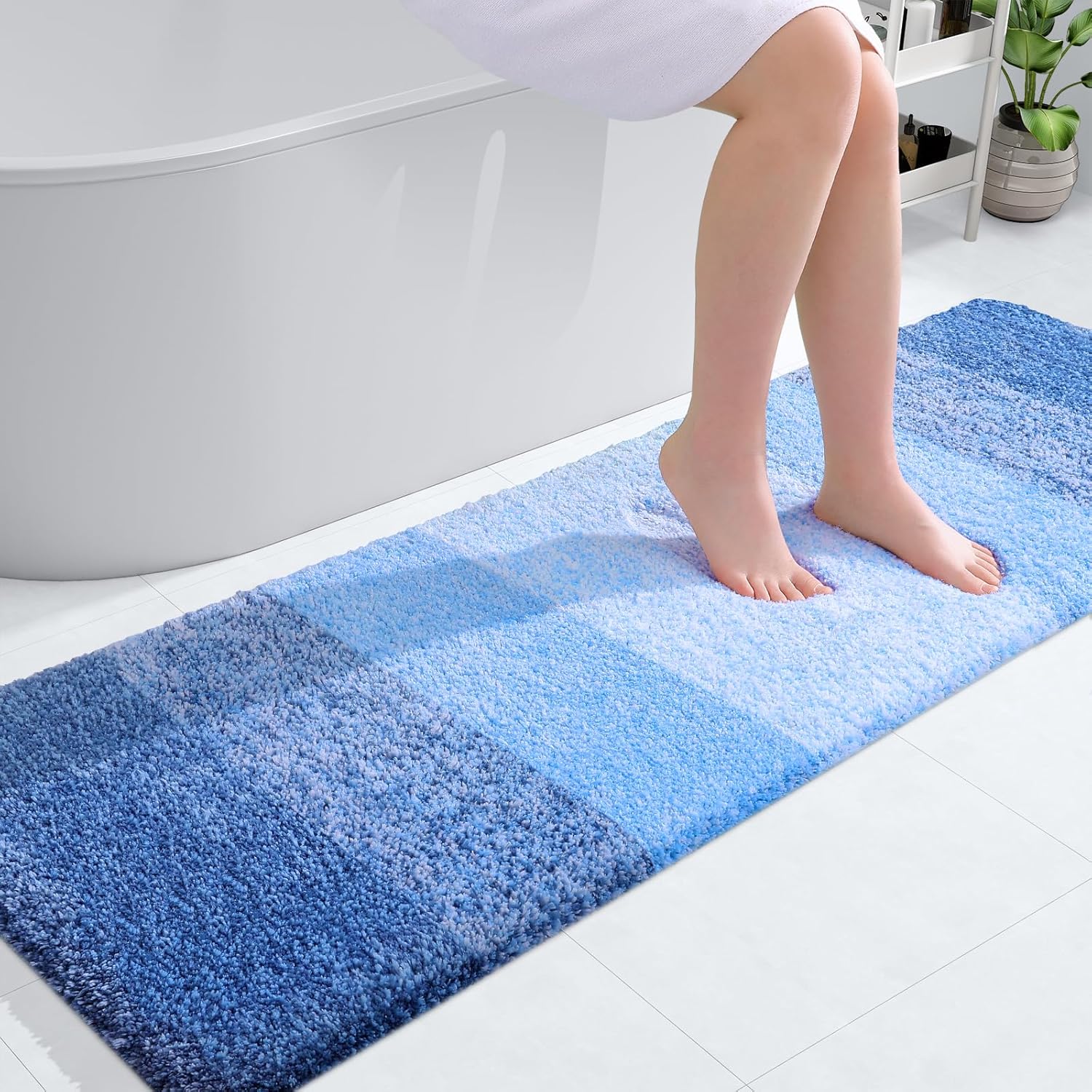 OLANLY Bathroom Runner Rugs 59x20, Soft Microfiber Bath Mats