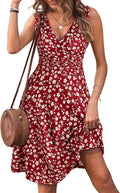 Womens Wrap V Neck Sleeveless Sundress with Pockets - Summer Flare