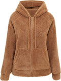 Women Faux Fur Fleece Short Jacket Hooded - Lightweight Cozy Layer