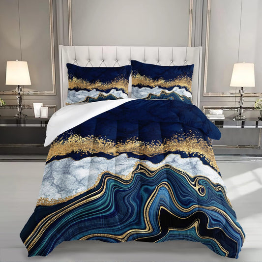 HOSIMA Marble Printed Comforter Set for Stylish Bedroom Decor