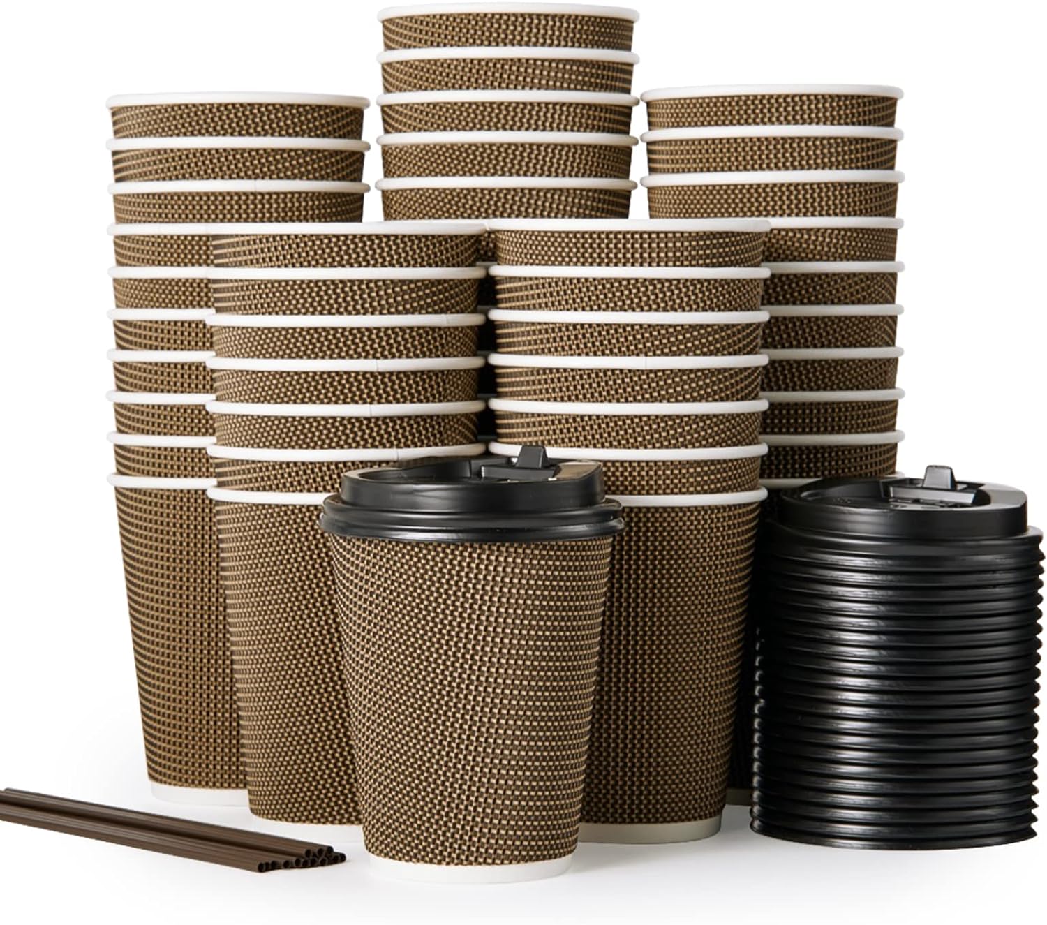 Insulated 12 oz Coffee Cups - LITOPAK Ripple Wall Cups