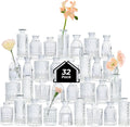 ComSaf Glass Bud Vases Set of 32 - Vintage Clear Mini Vases