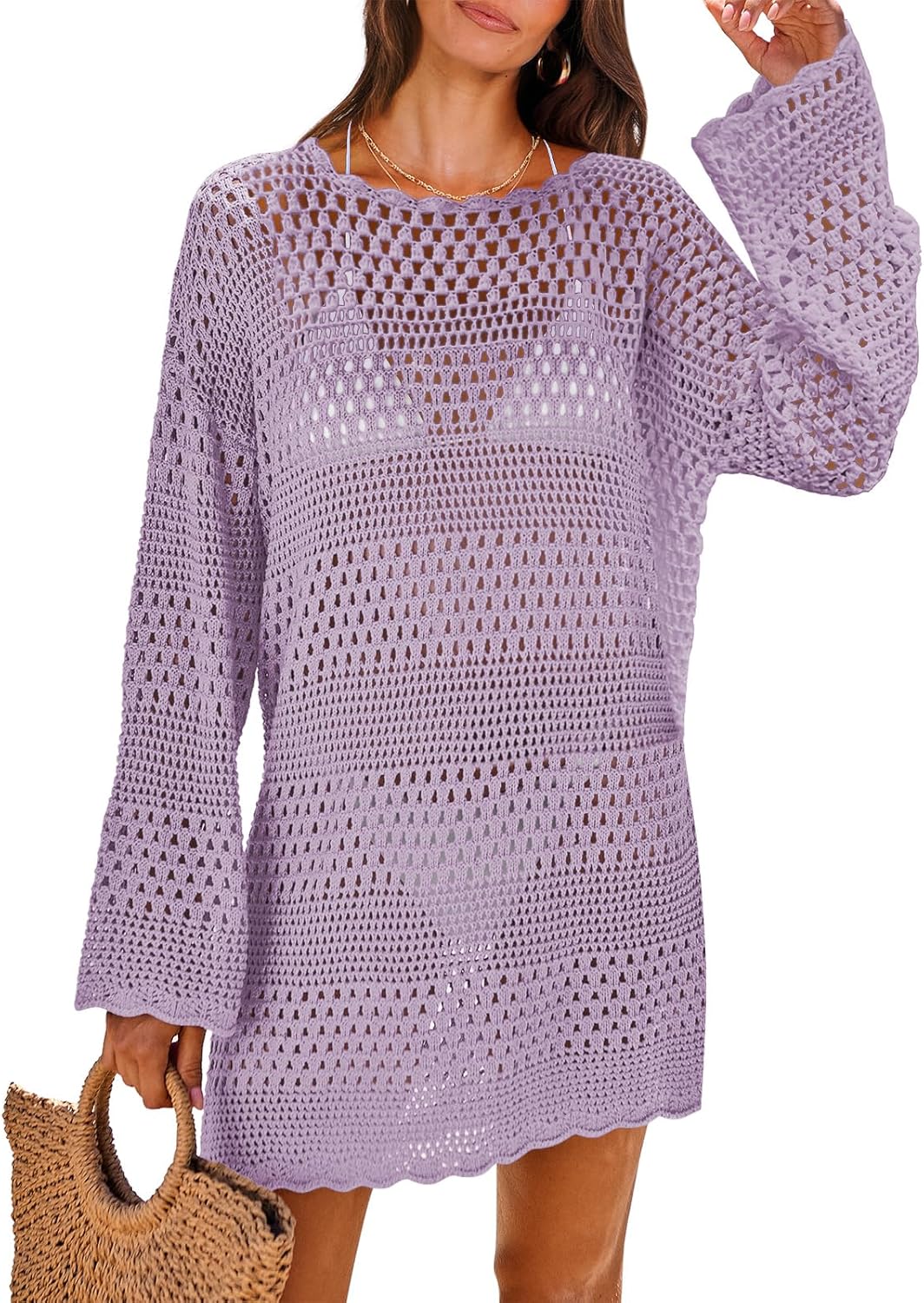 ANRABESS Women Swimsuit Crochet Swim Cover Up for Summer Fun
