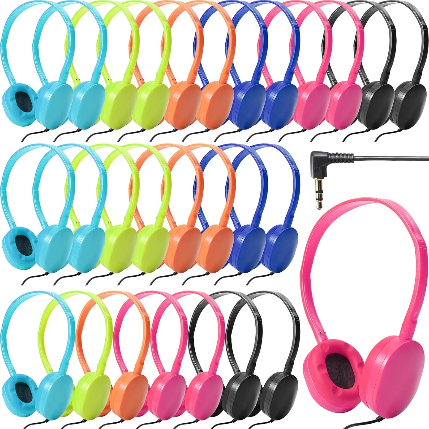 Flutesan 30 Pack Wired Headphones for Kids with Stereo Sound