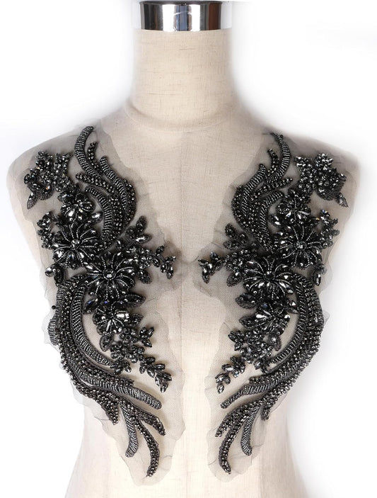Hand-Made Beaded Rhinestones Appliques for DIY Clothing Projects