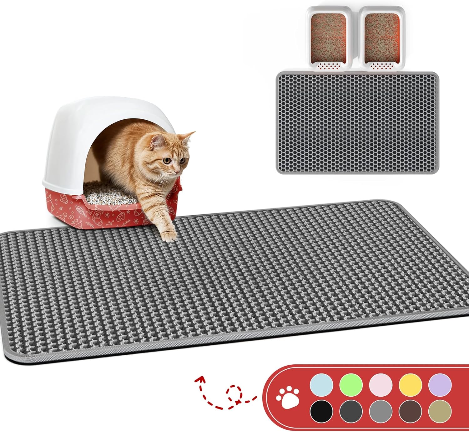 Cat Litter Mat - 46in x 35in Waterproof Non-Slip Litter Trap