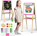 Kids Art Easel Double Sided Whiteboard & Chalkboard - Adjustable