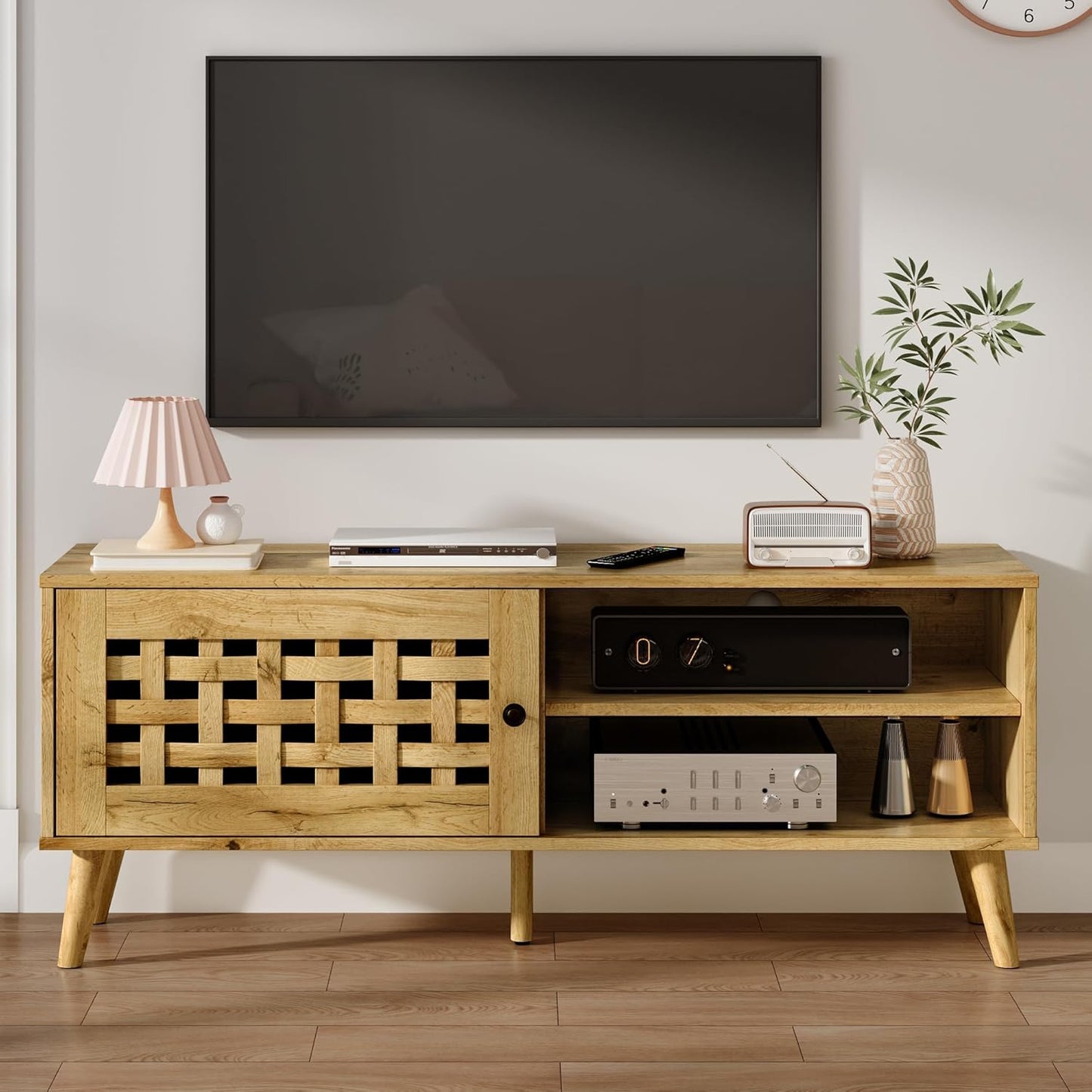 Mid Century TV Stand with Storage - RoyalCraft
