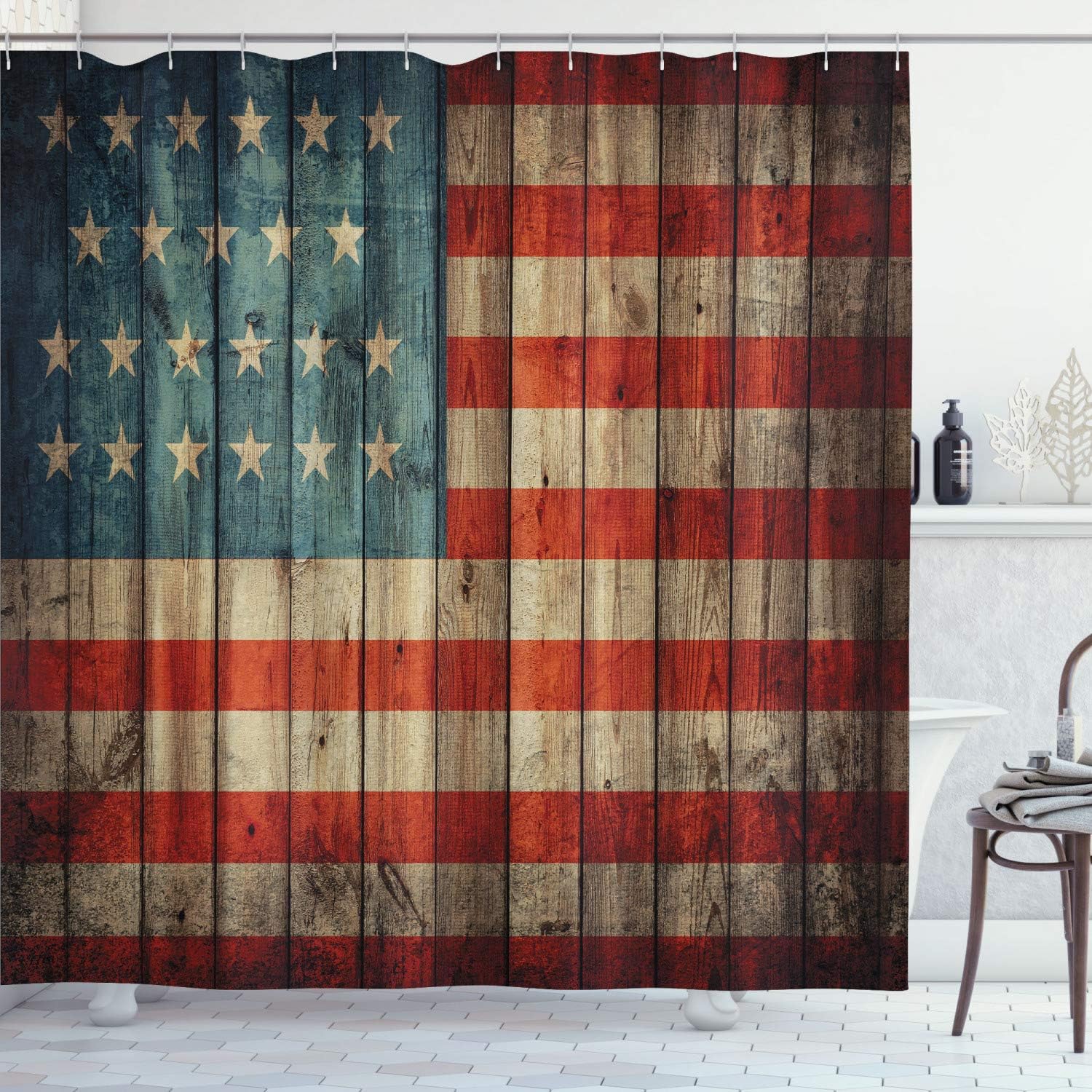 Independence Day Rustic Patriotic Shower Curtain
