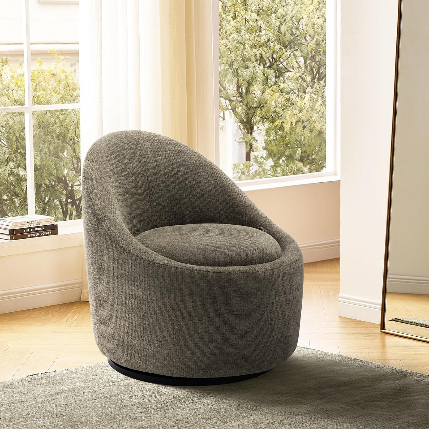 COLAMY Green Swivel Chair with Hidden Storage