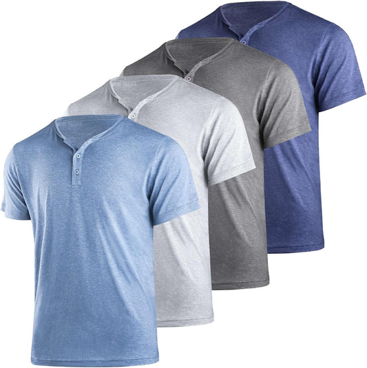 Liloak 4Pack Mens Henley T-Shirts for Stylish Casual Wear