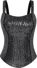 Sequin Tank Top Bustier Corset Style - Sparkle Party Camisole