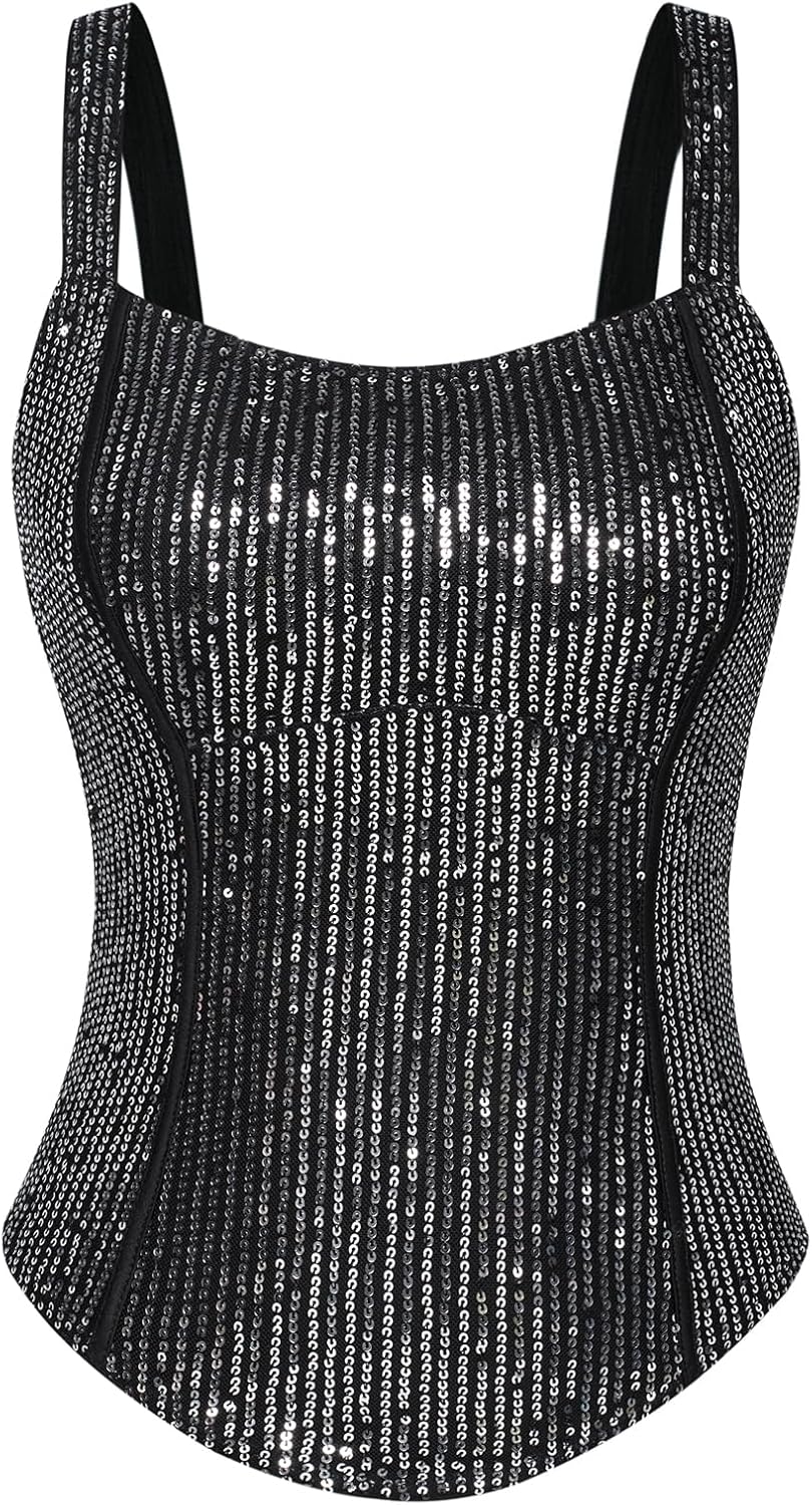 GRACE KARIN Sequin Tank Tops for Women - Sparkle Slim Camisole