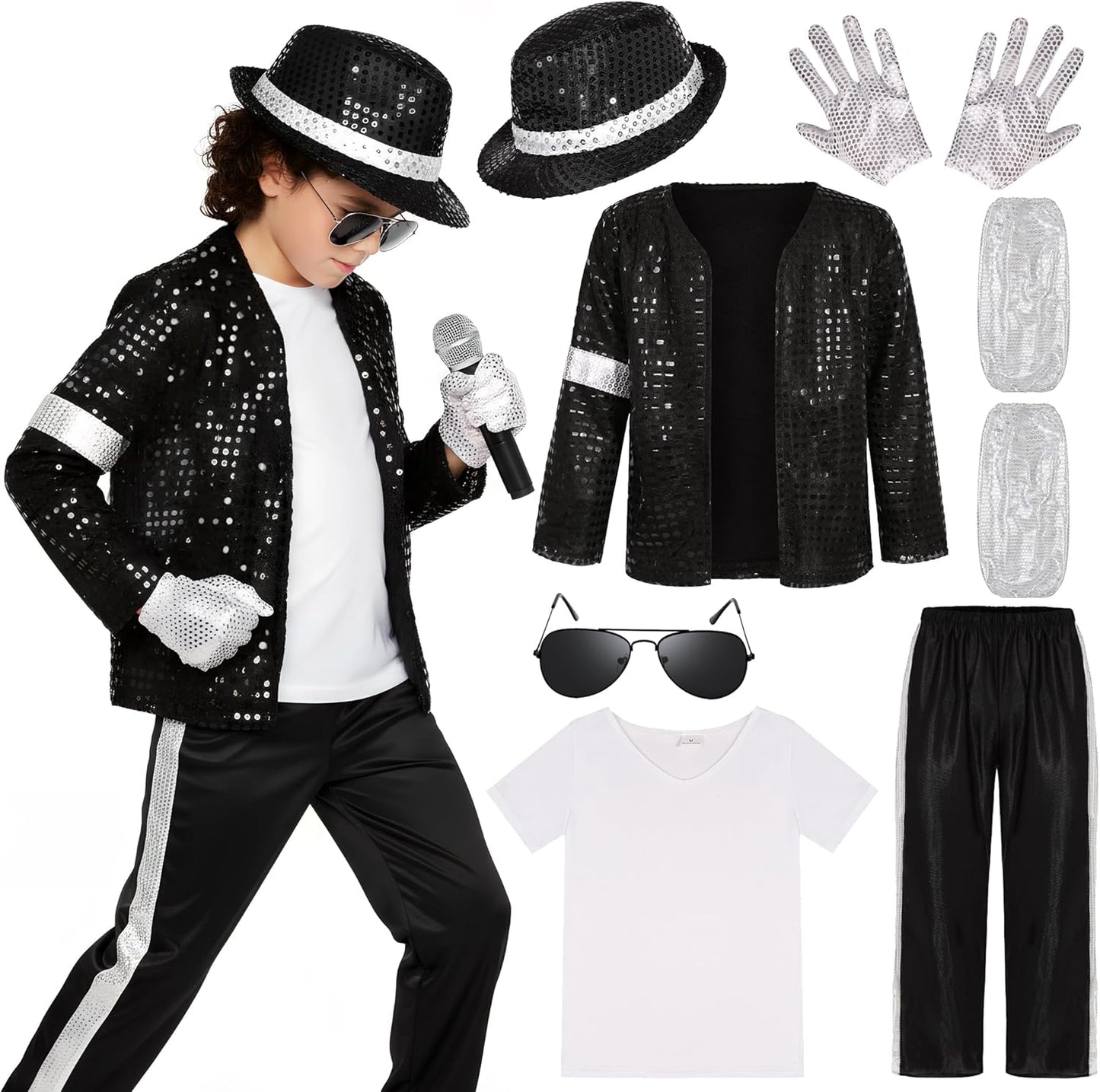 Kids Dance Star Costume for Boys 80s 90s Pop Stage Outfits