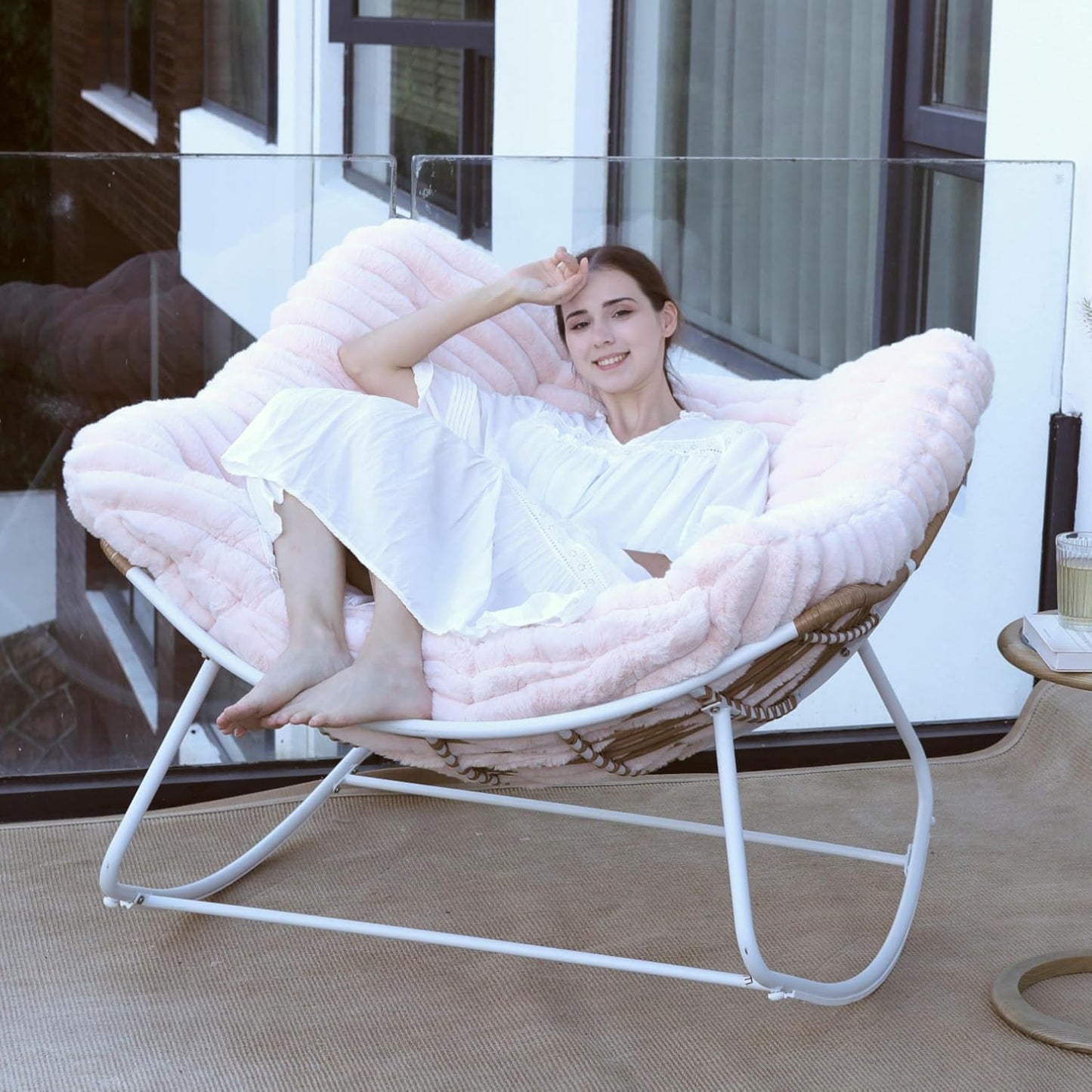 Papasan Rocking Chair for Outdoor Relaxation and Comfort