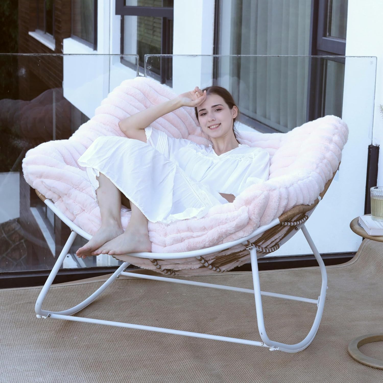 Papasan Rocking Chair for Outdoor Relaxation and Comfort