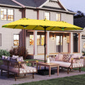 15FT Patio Umbrella with Solar Lights - Large Rectangular Double-Sided