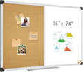 Magnetic White Board and Bulletin Corkboard Combination - 36 x 24 in