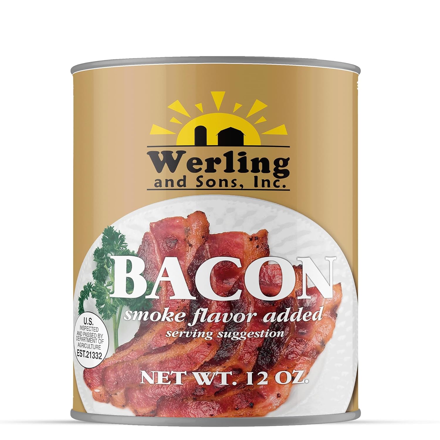 Werling Canned Bacon 12 Oz - Fully Cooked & Ready to Eat