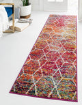 Unique Loom Trellis Frieze Area Rug Runner - Geometric Multi/Ivory