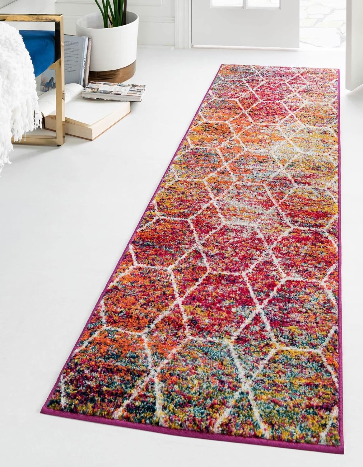 Unique Loom Trellis Frieze Collection Area Rug - Geometric Runner
