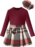 DONWEN Girl Skirt Sets Plaid 3-Piece Outfit - Cozy Fall Winter Style
