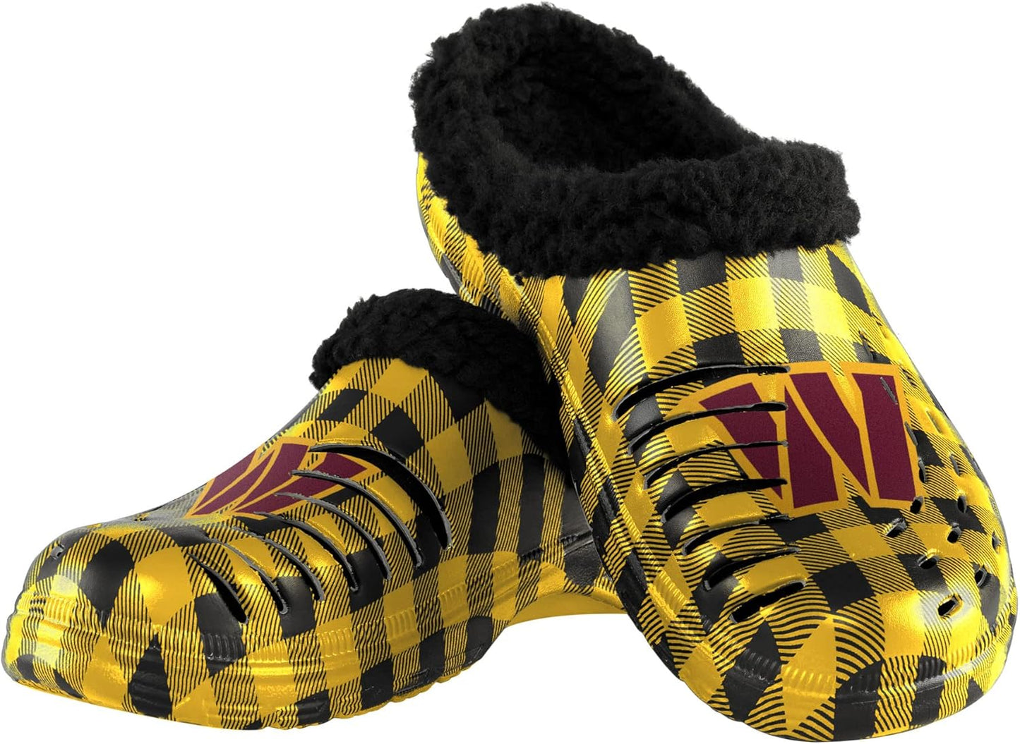 FOCO Men's NFL Team Logo Sherpa Lined Buffalo Check Shoes