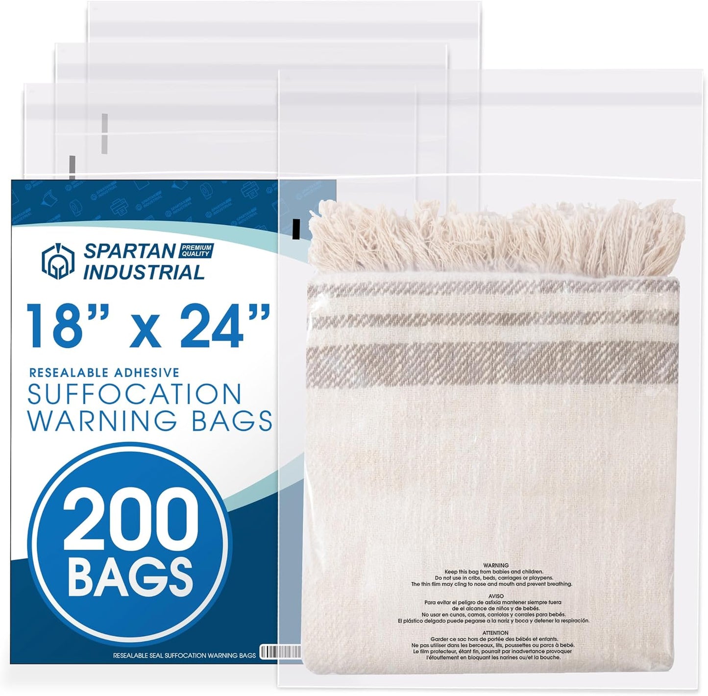 Spartan Industrial 18 X 24 Self Seal Clear Poly Bags for Packaging