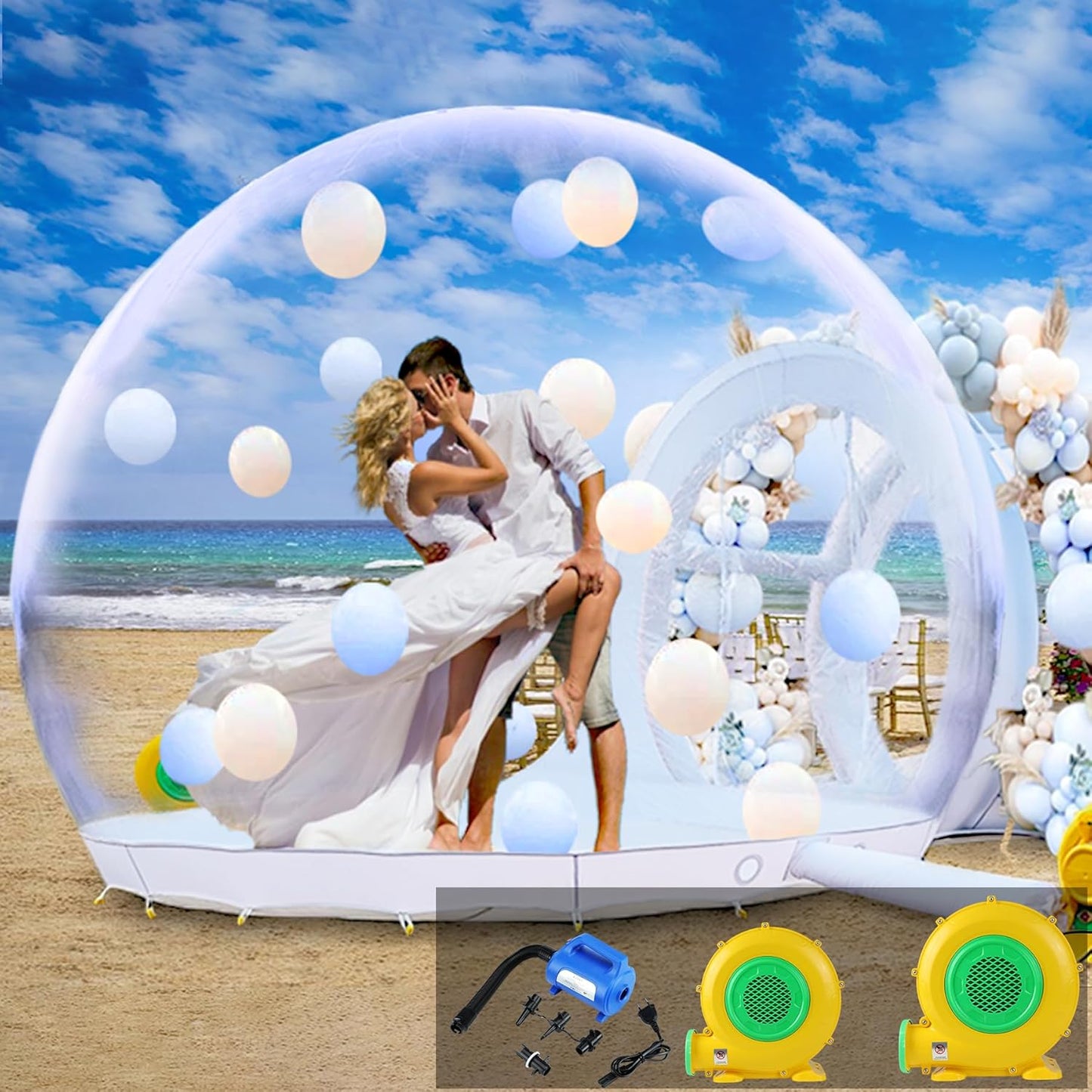 10ft Bubble House - Double Blower, Perfect for Parties! - White