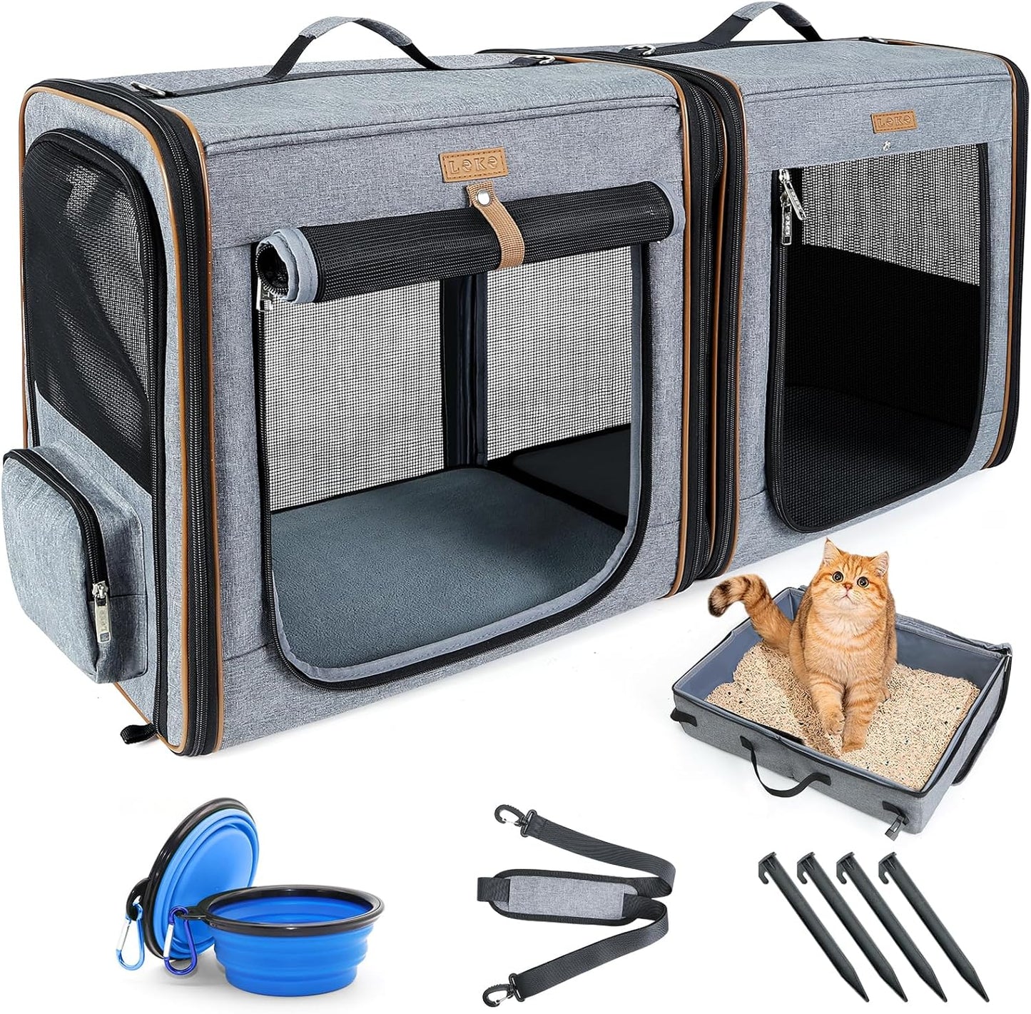 Lekereise 2-in-1 Cat Travel Carrier with Litter Box for Pets