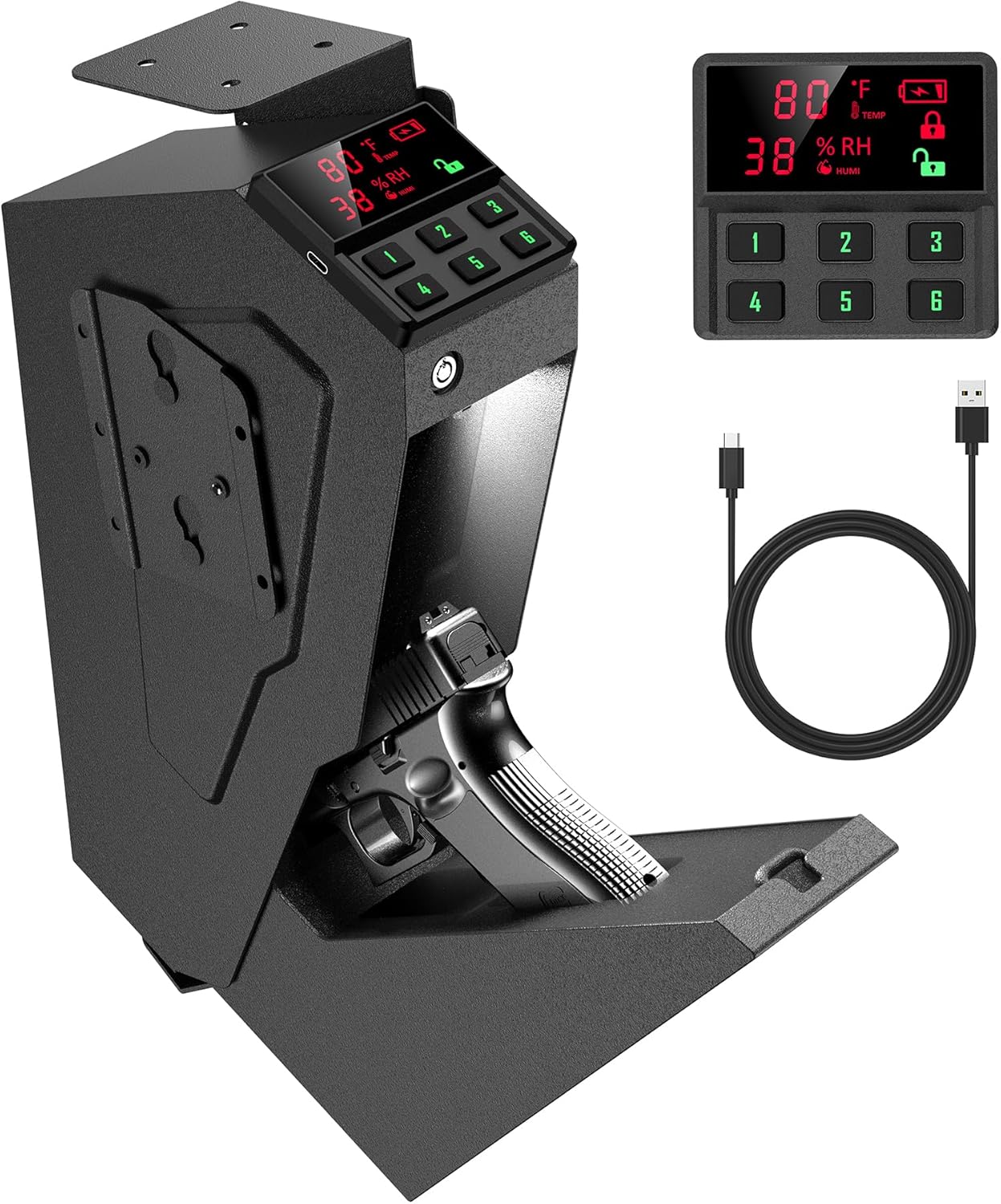 Quick-Access Mounted Nightstand Handgun Safe with Smart Lock