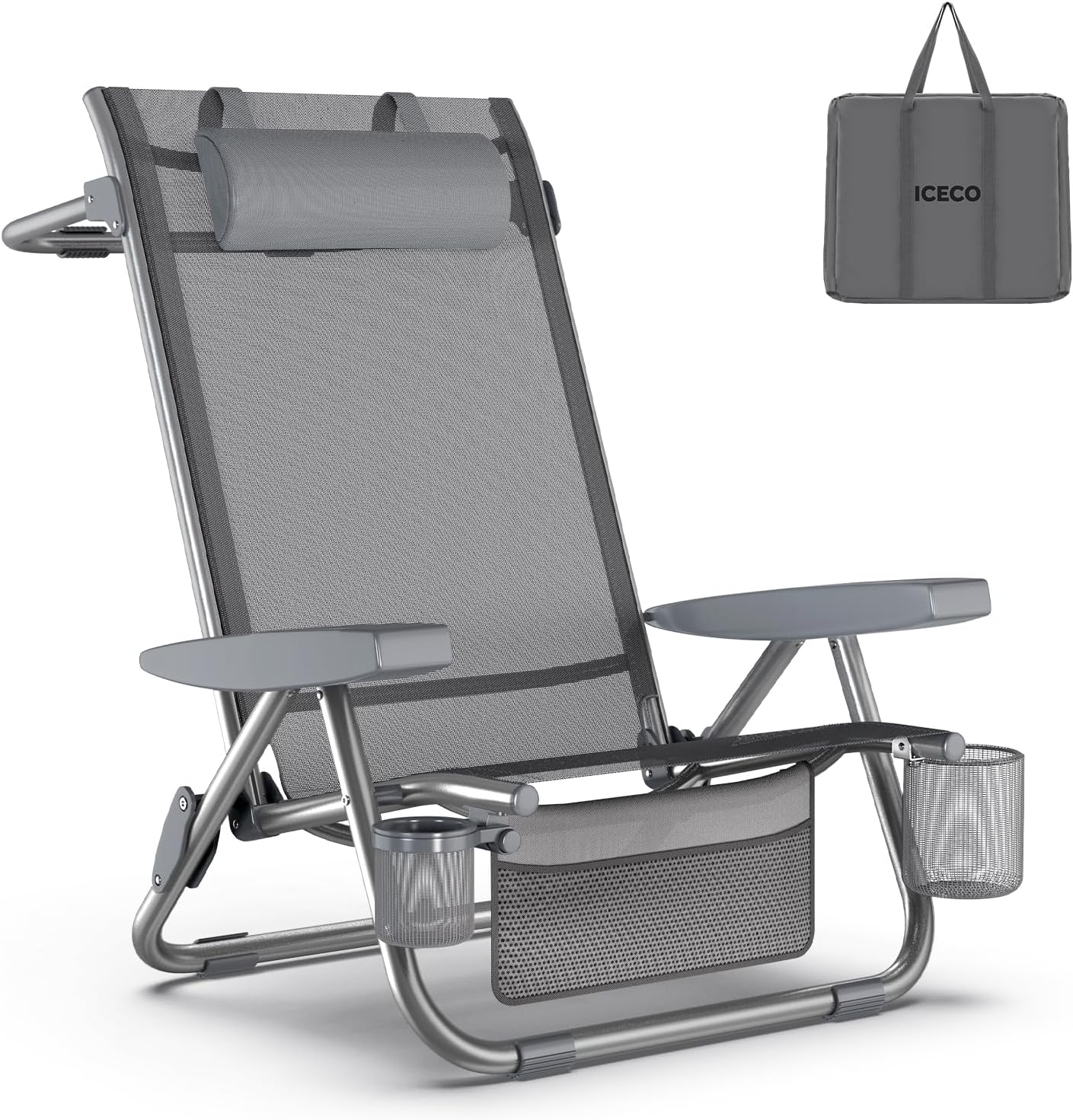 Iceco Bora High Back Beach Chair: 5-Position Recline, 500lbs Capacity