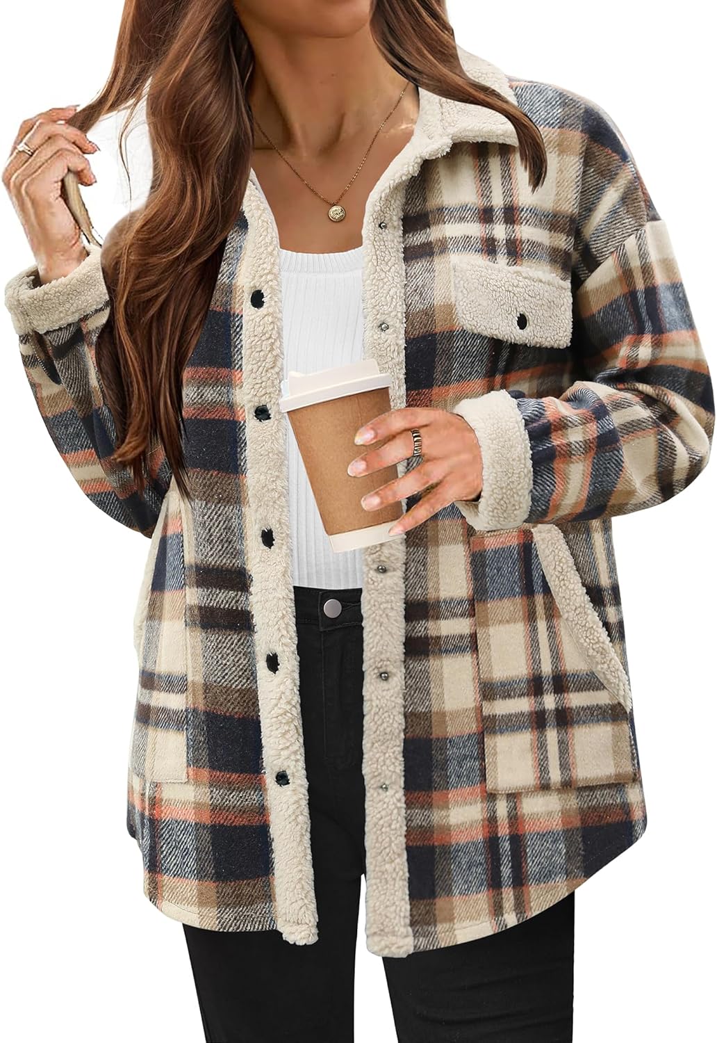 Flannel Fleece Jackets for Women - Stylish Sherpa Shackets