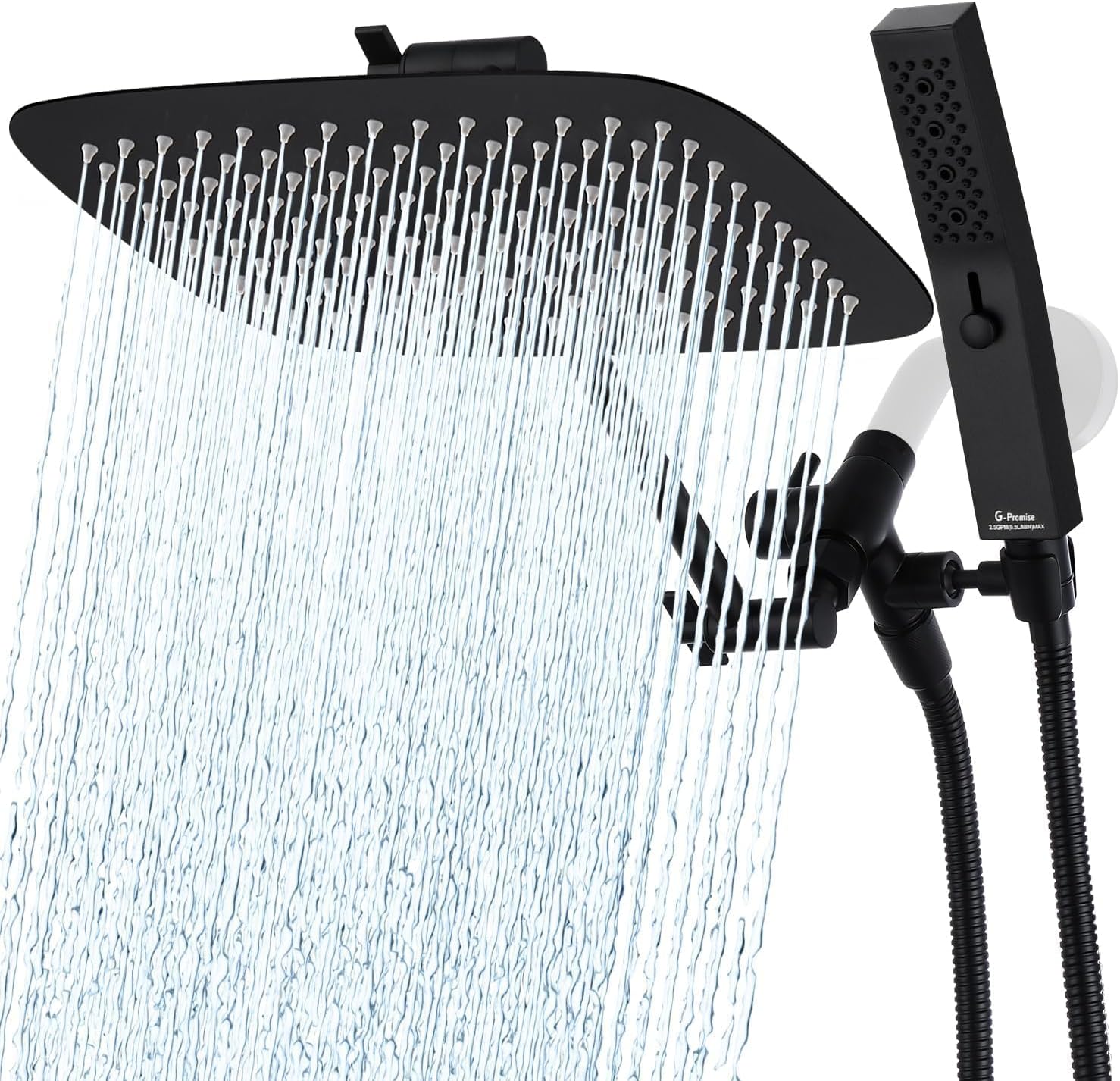 G-Promise 12 Inch Dual Square Shower Head with Handheld Spray Combo
