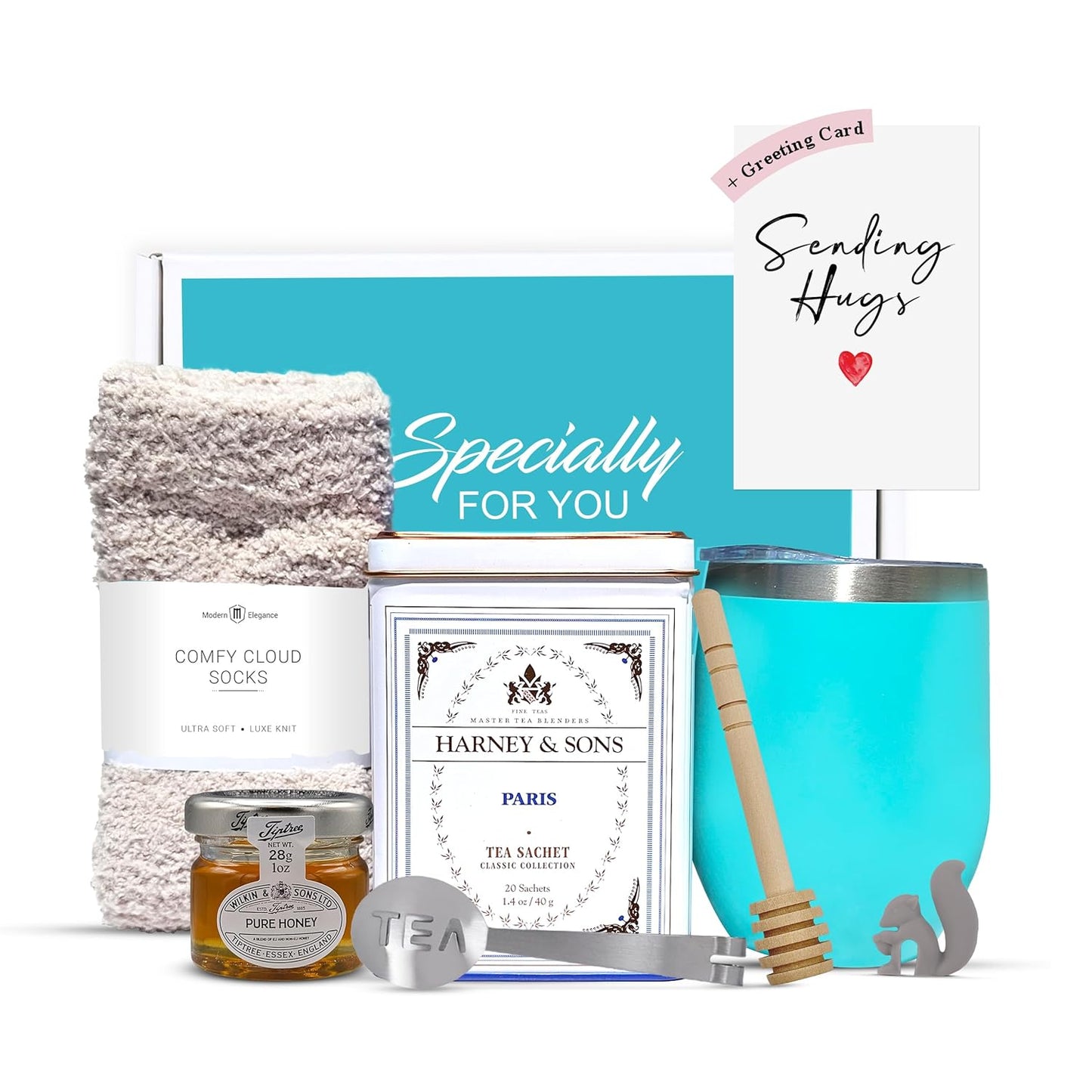 Tea Gift Set for Women with Cozy Socks and Premium Teas