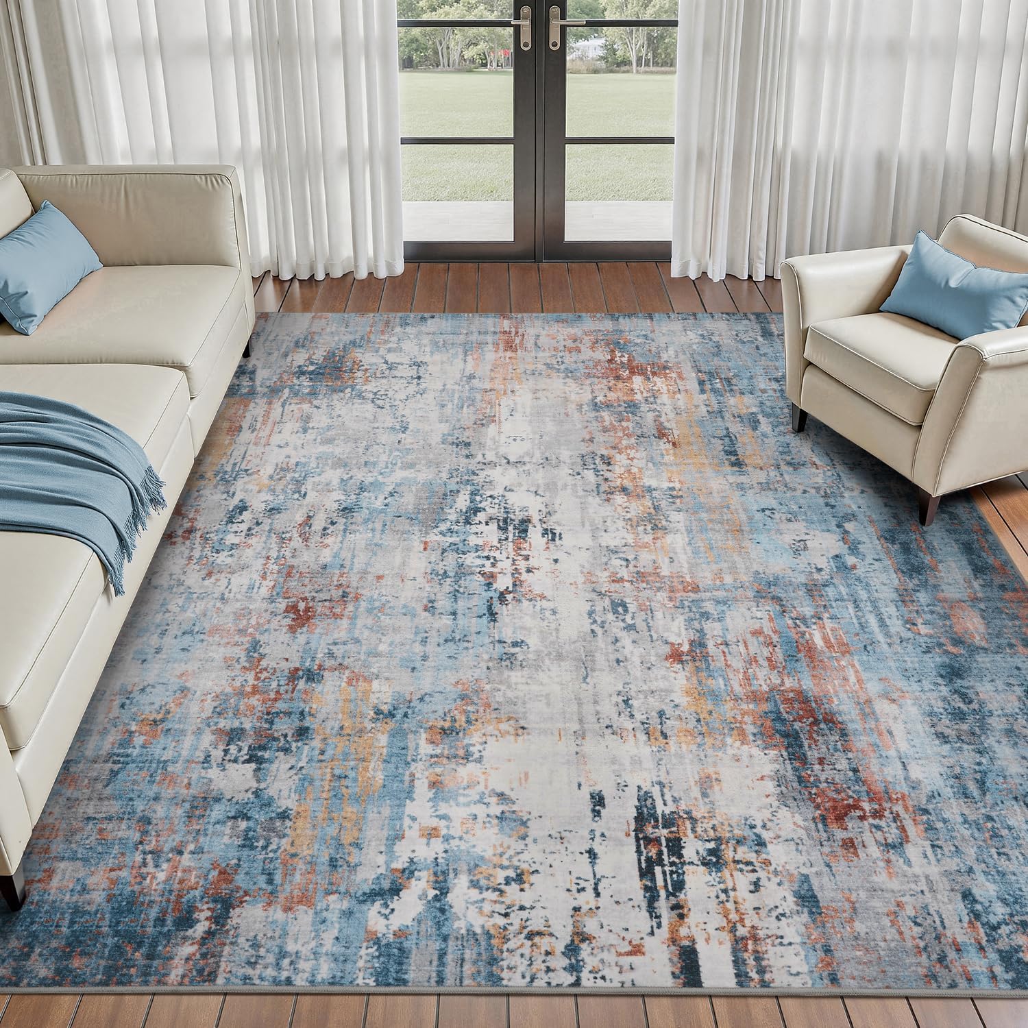 Colorful 8x10 Area Rugs for Living Room Bedroom Non Slip