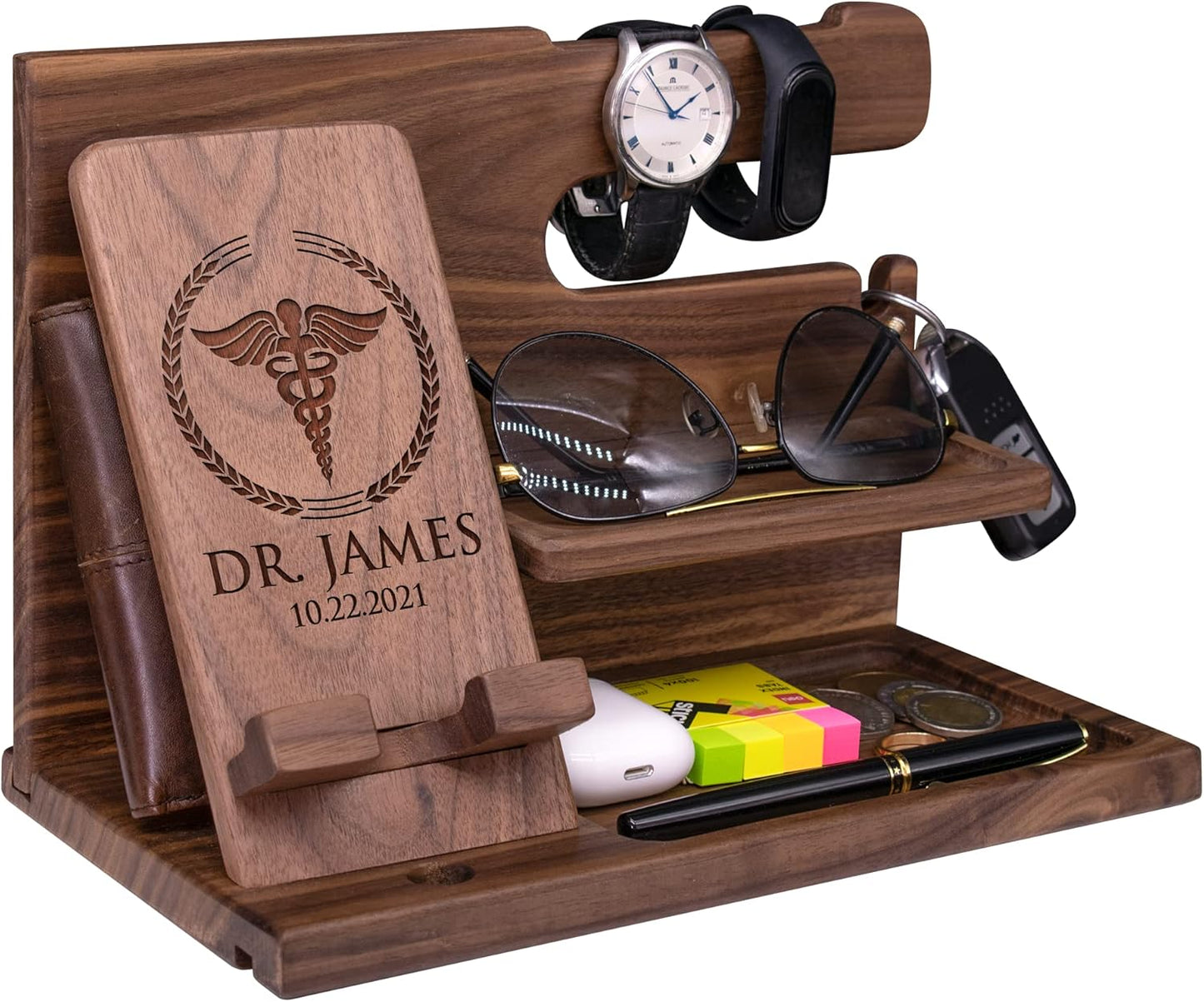 Personalized Doctor Gifts for Men - Elegant Nightstand Organizer