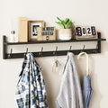 35 Inch Wall Hooks With Shelf - Entryway Wood Coat Rack With 7 Dual