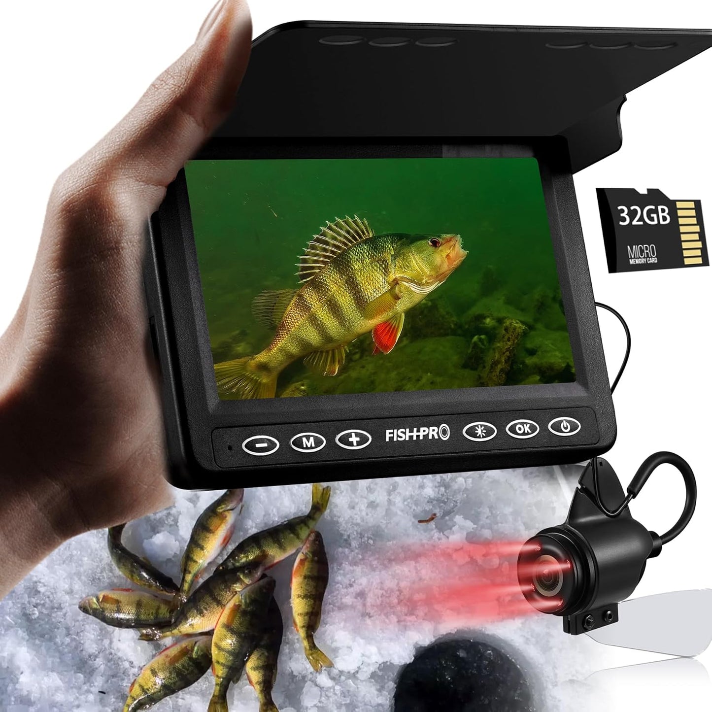 FishPro Underwater Fishing Camera - Easy Use, 1000TVL, DVR, 32GB