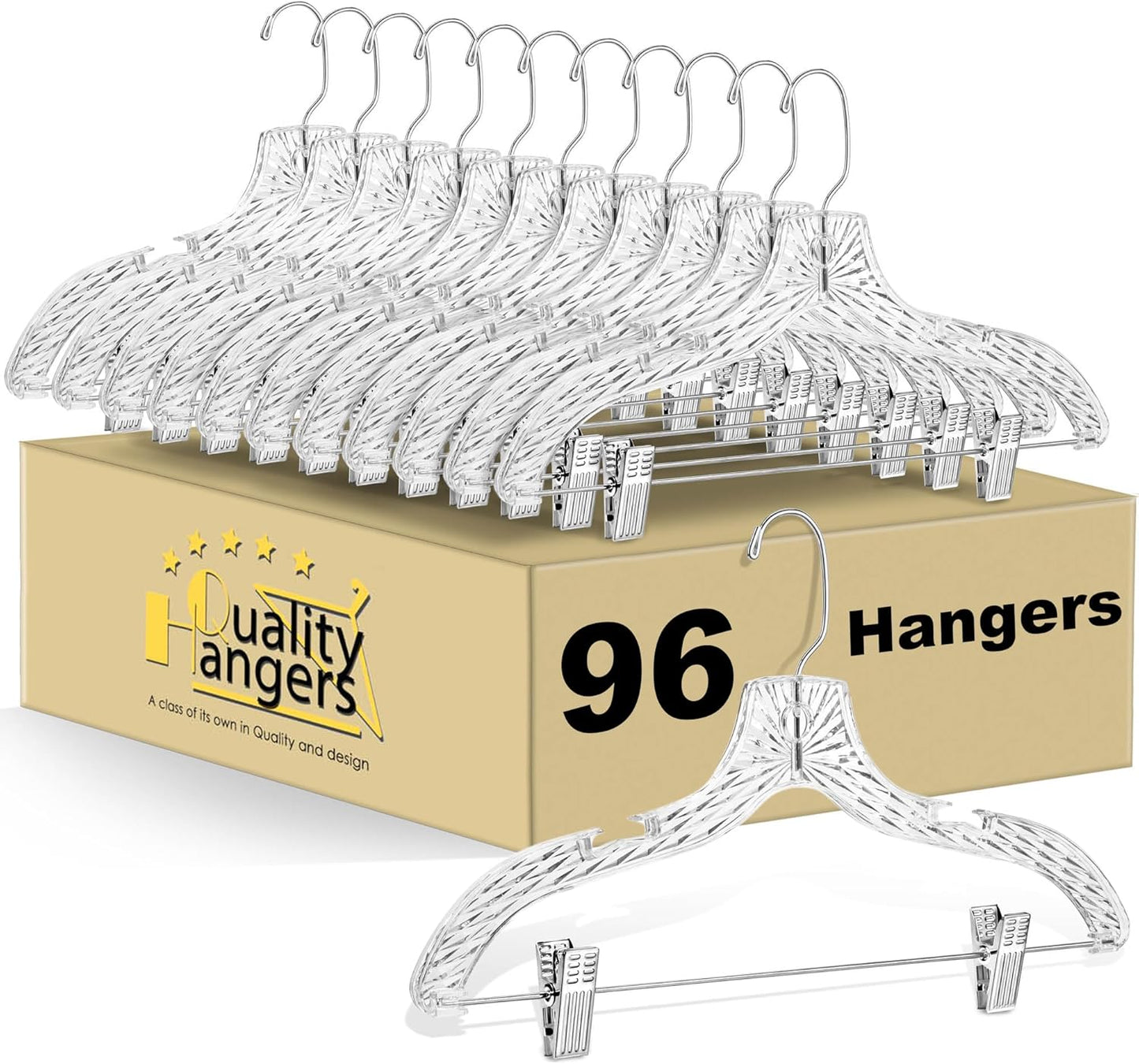 Quality Clear Plastic Skirt Hangers - 96 Pack for Organizing