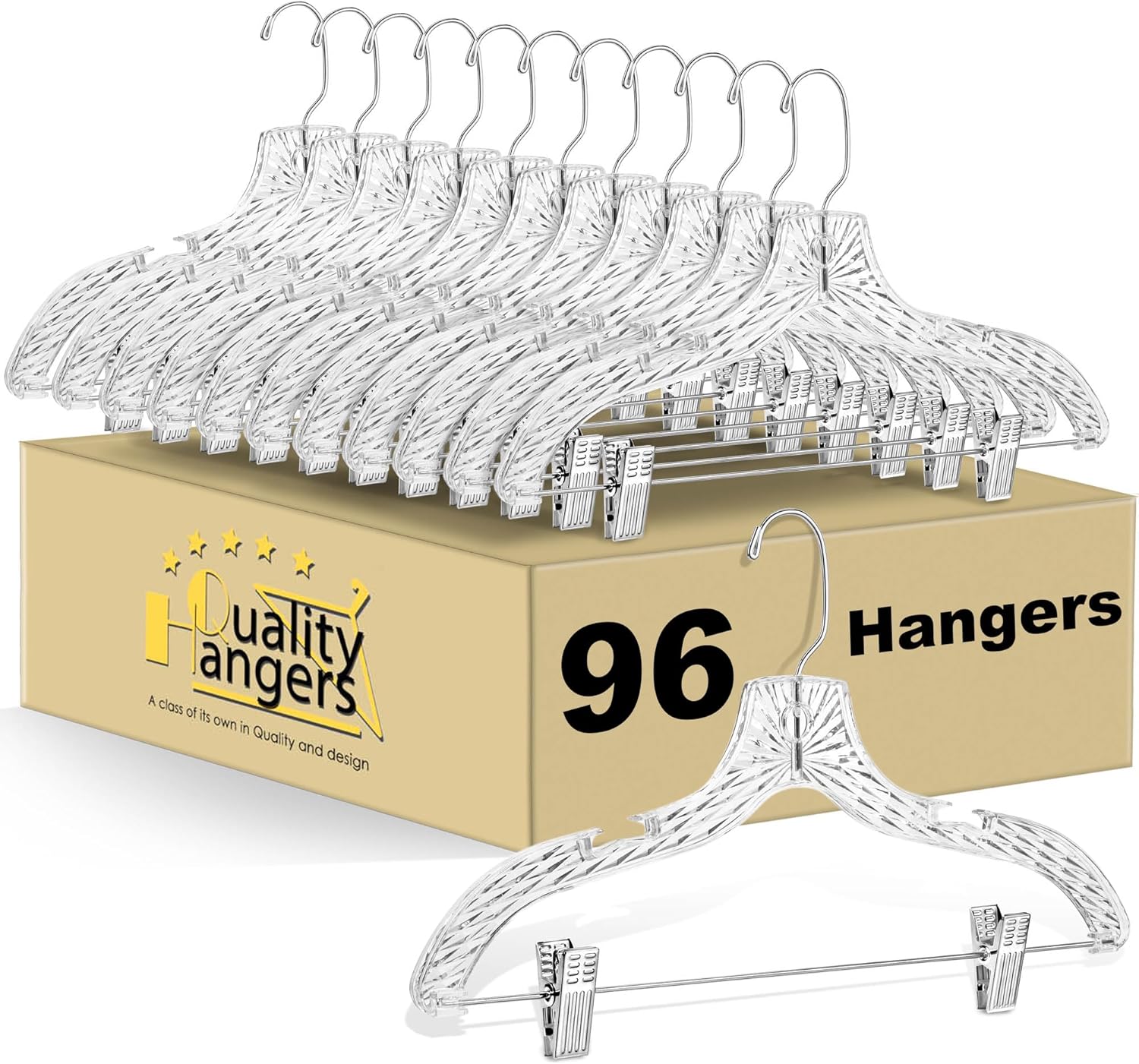 Quality Clear Plastic Skirt Hangers - 96 Pack for Organizing