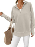 PRETTYGARDEN Womens Long Sleeve Quarter Zip Pullover