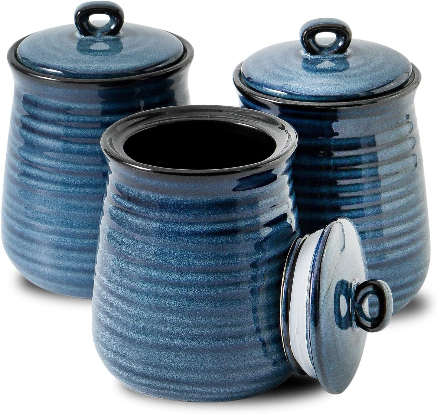 HASENSE Ceramic Food Storage Jars Set of 3 for Kitchen Decor