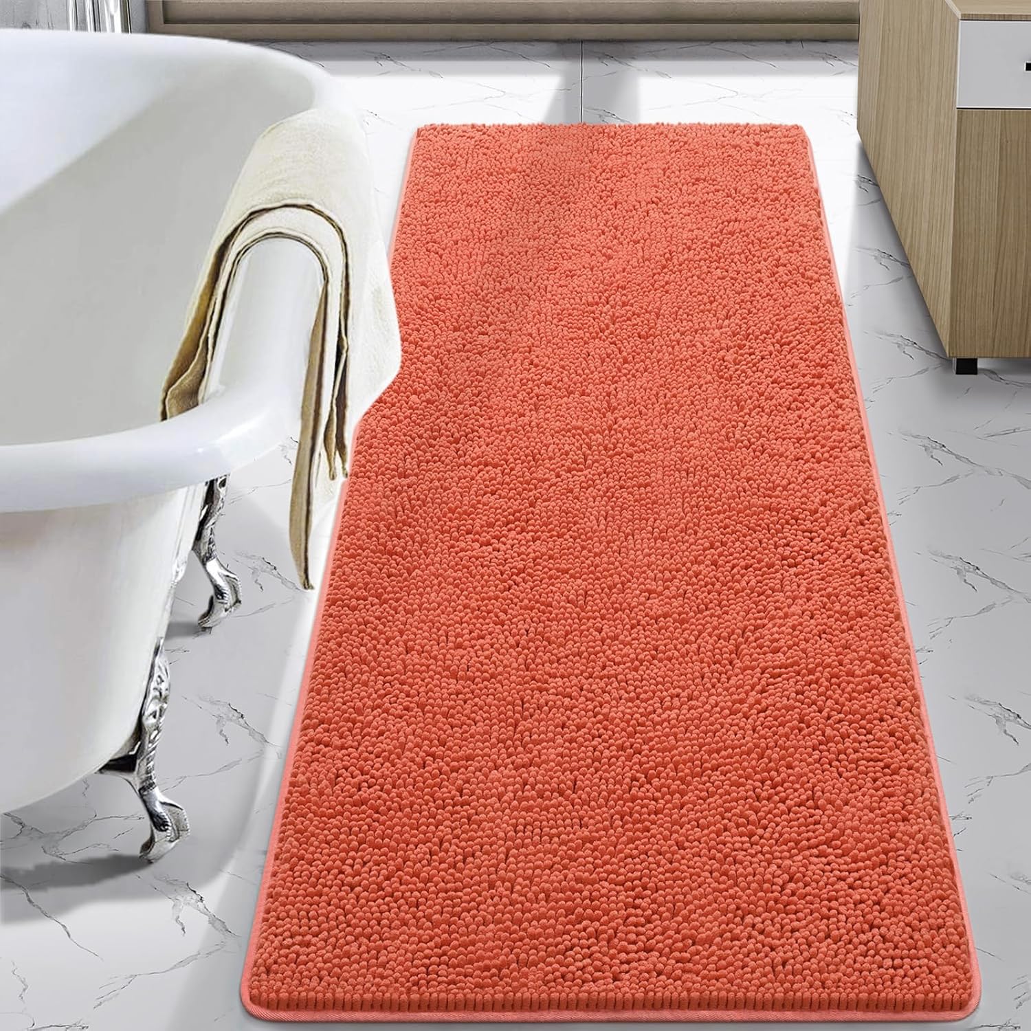 LOCHAS Luxury Bathroom Rug Shaggy Bath Mat 24 x 60 Inch Soft Plush