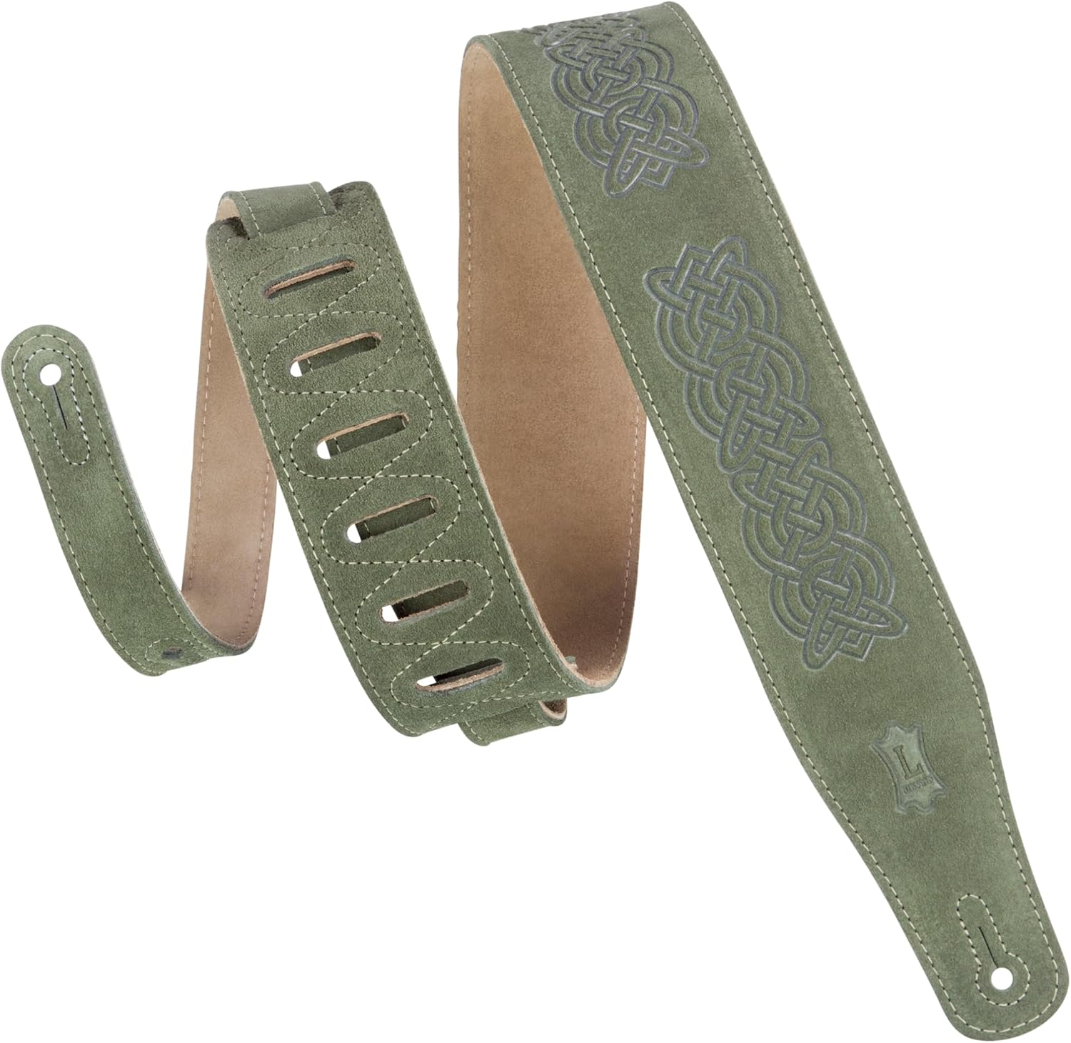 Levy's 2.5in Suede Leather Guitar Strap with Celtic Knot Design