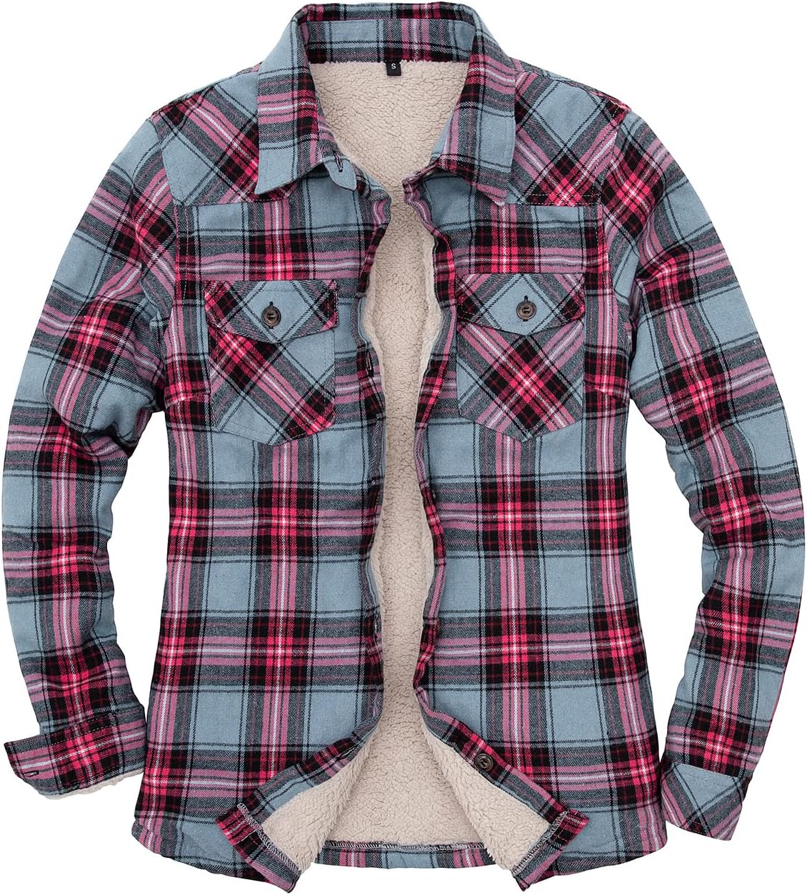 ThCreasa Womens Sherpa Lined Flannel Jacket for Cozy Warmth