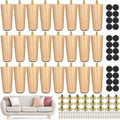 4 Inch Round Solid Furniture Legs - 24 Pack Replacement Wood Legs