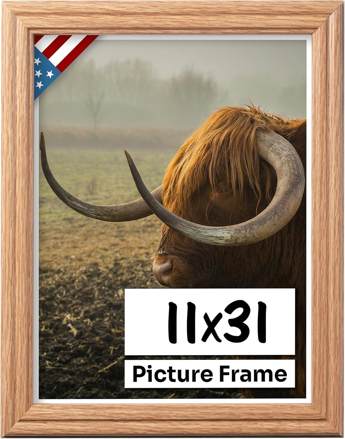 Oak 11x31 Picture Frame with UV-Blocking Plexiglass Protection